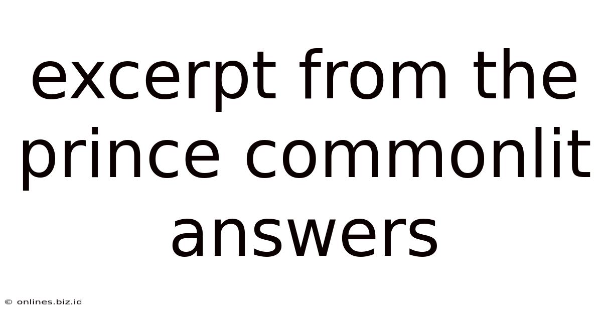 Excerpt From The Prince Commonlit Answers