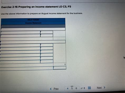 Exercise 2 16 Preparing An Income Statement Lo C3 P3