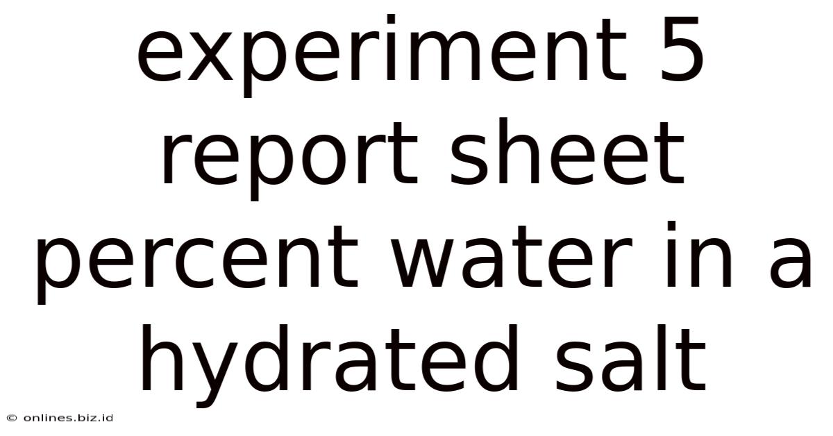 Experiment 5 Report Sheet Percent Water In A Hydrated Salt