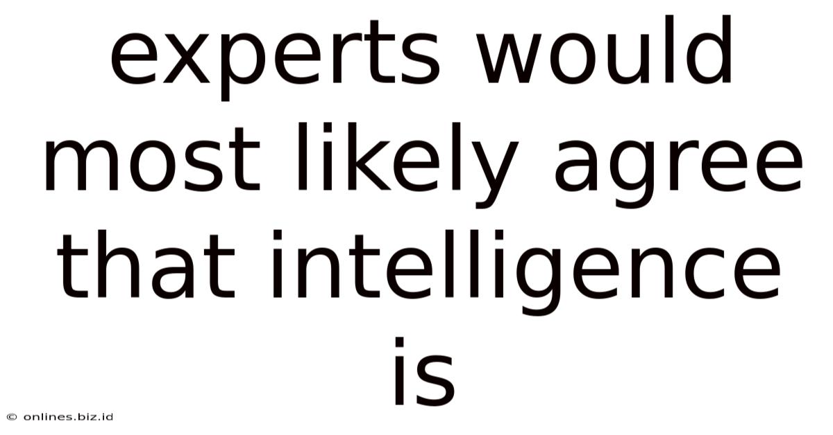 Experts Would Most Likely Agree That Intelligence Is