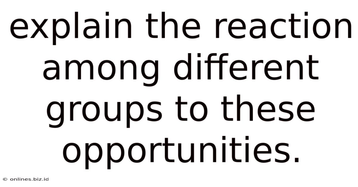 Explain The Reaction Among Different Groups To These Opportunities.