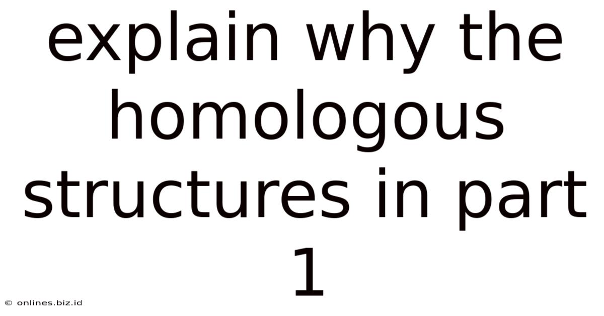 Explain Why The Homologous Structures In Part 1