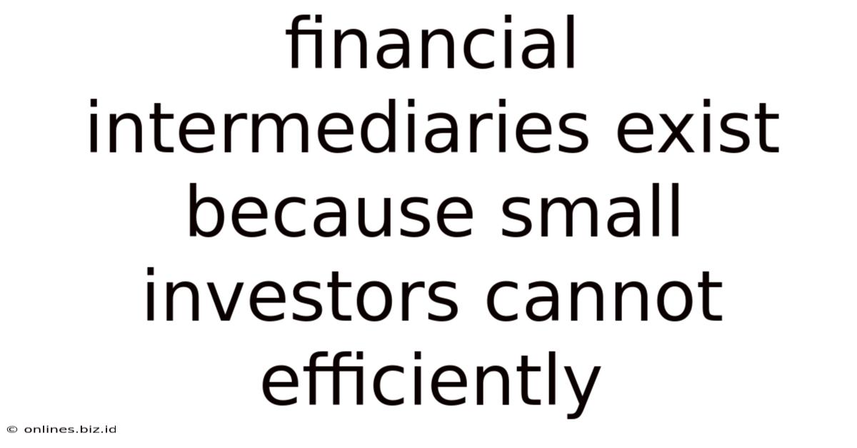 Financial Intermediaries Exist Because Small Investors Cannot Efficiently