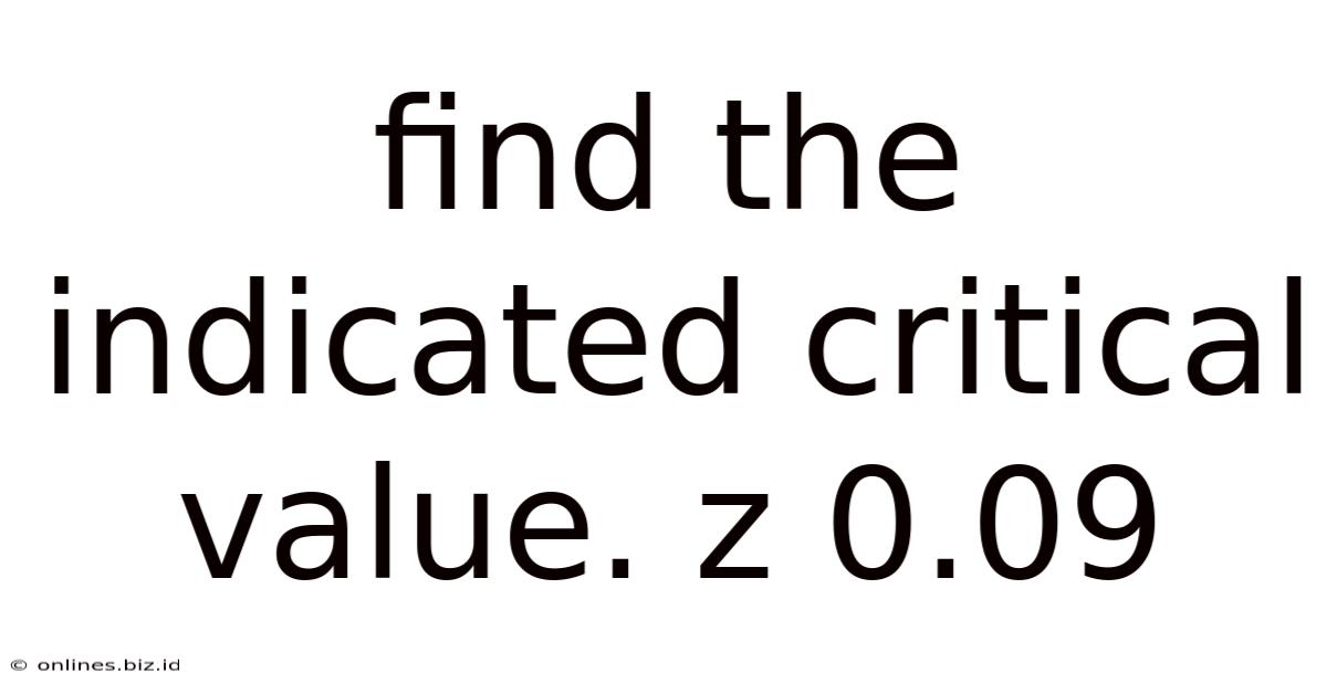 Find The Indicated Critical Value. Z 0.09