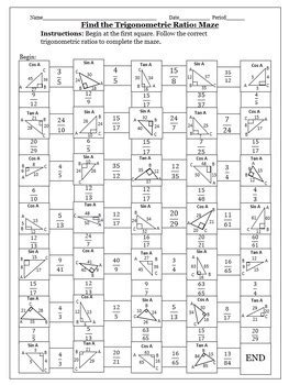 Find The Trigonometric Ratio Maze Answer Key