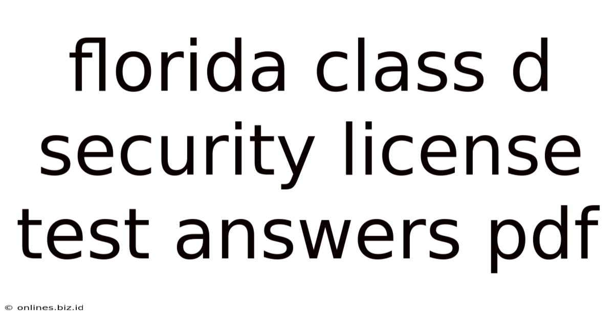 Florida Class D Security License Test Answers Pdf