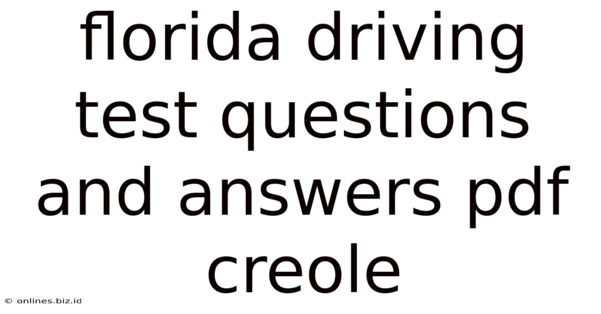 Florida Driving Test Questions And Answers Pdf Creole