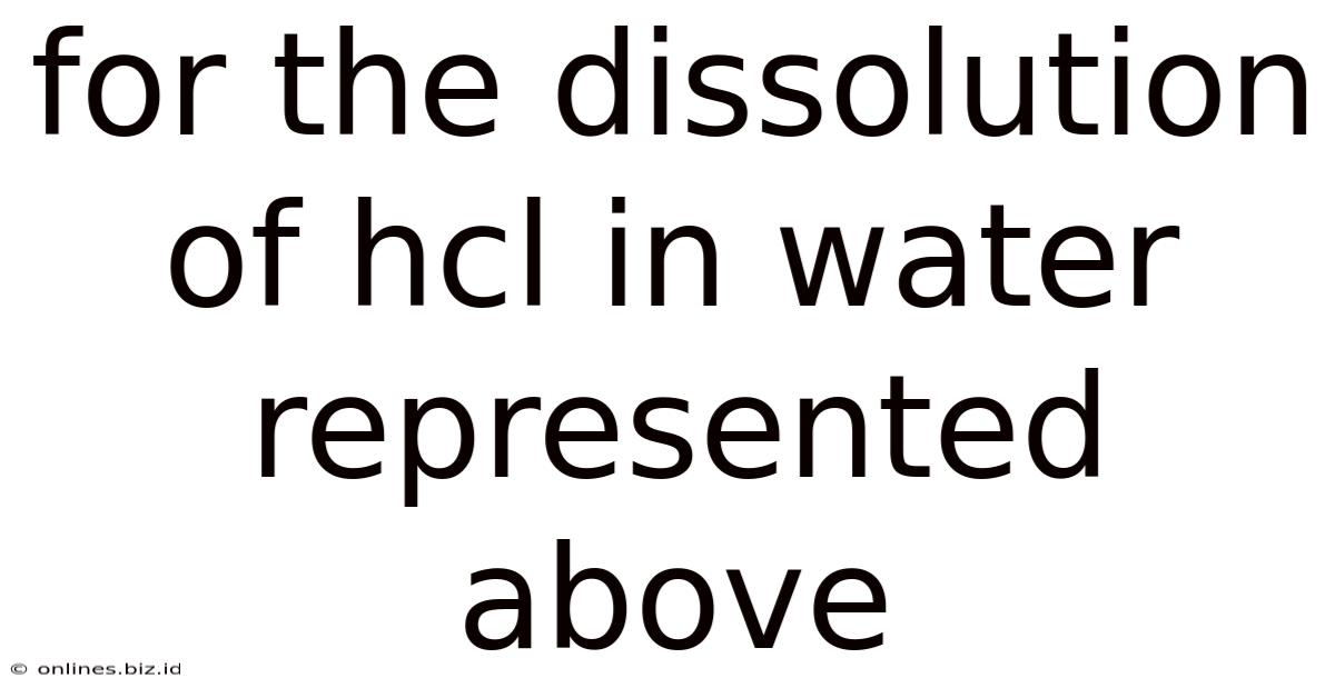 For The Dissolution Of Hcl In Water Represented Above