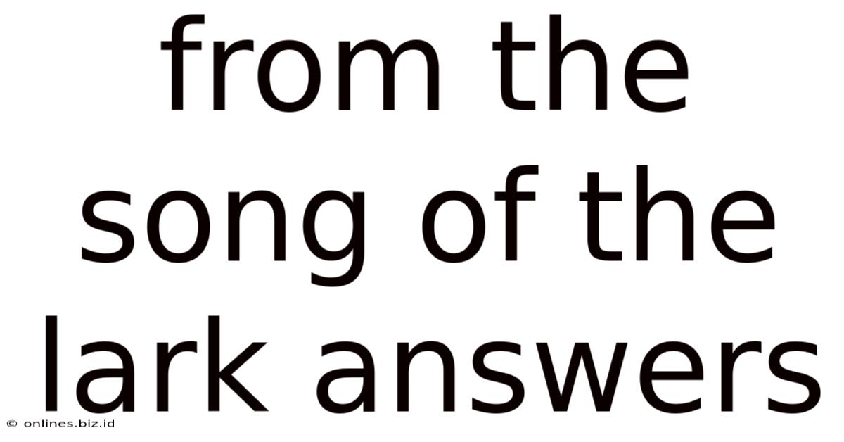 From The Song Of The Lark Answers