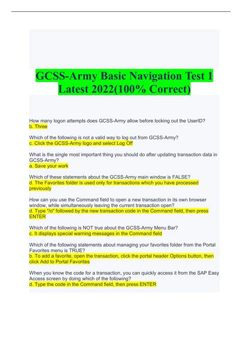 Gcss Army Basic Navigation Test 1