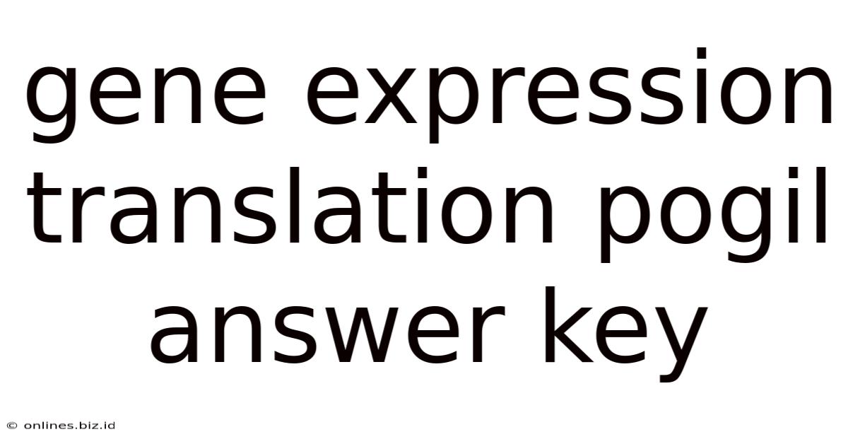 Gene Expression Translation Pogil Answer Key