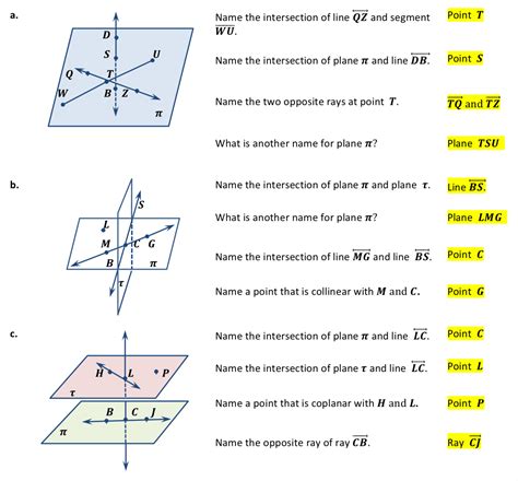 Geometry Basics Homework 1 Points Lines And Planes