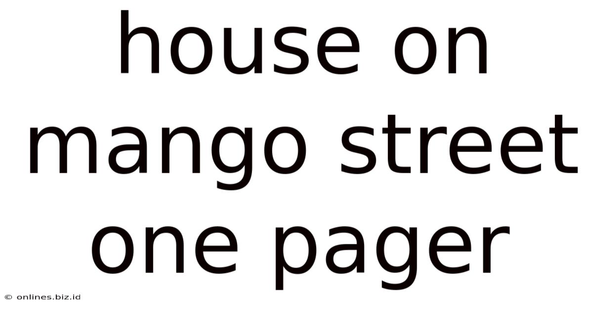 House On Mango Street One Pager