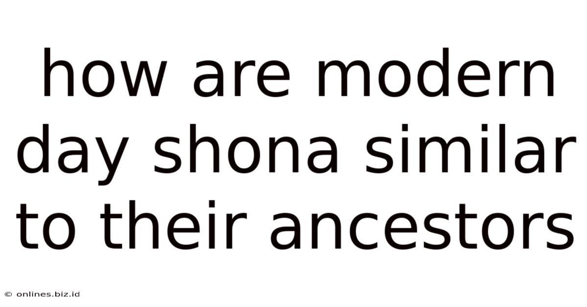 How Are Modern Day Shona Similar To Their Ancestors