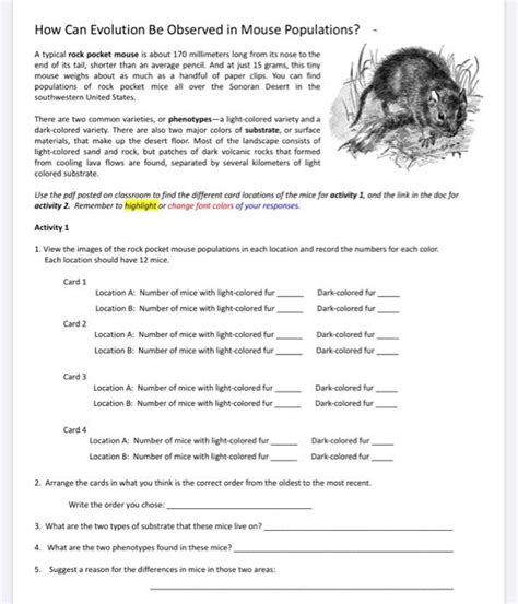 How Can Evolution Be Observed In Mouse Populations Answer Key