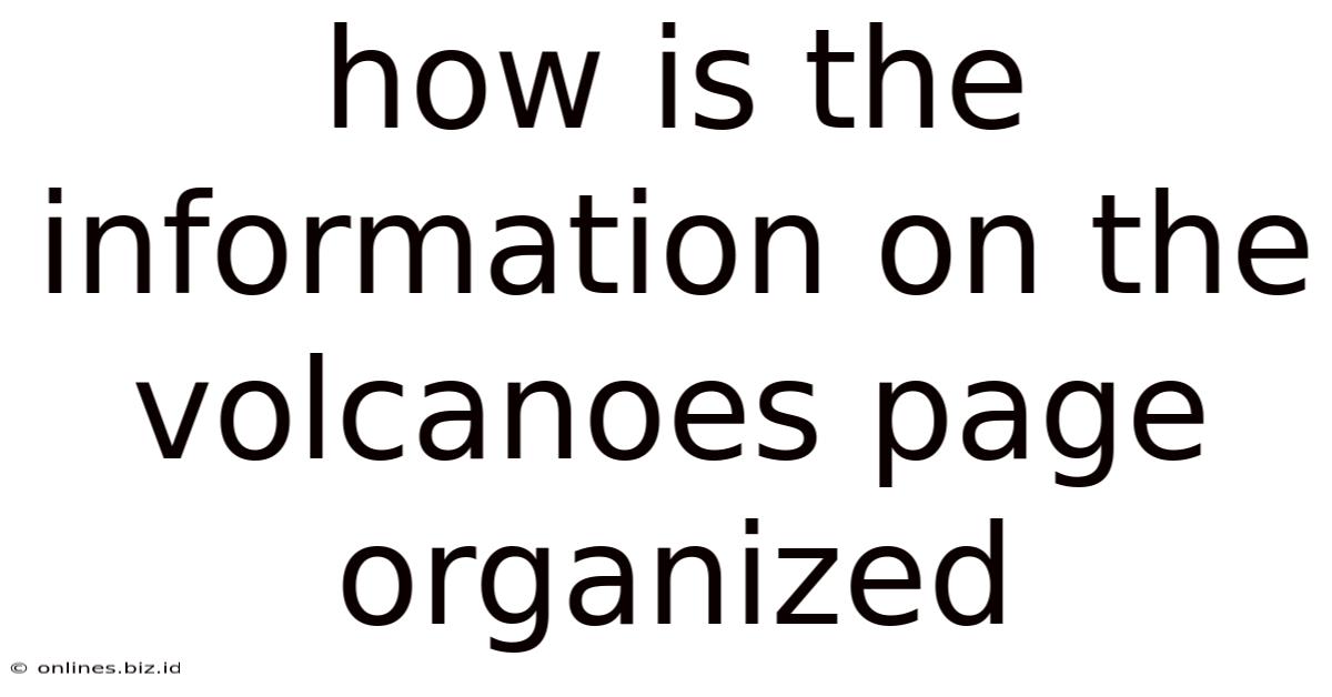 How Is The Information On The Volcanoes Page Organized