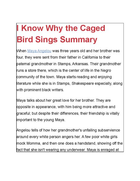 I Know Why The Caged Bird Sings Chapter Summary