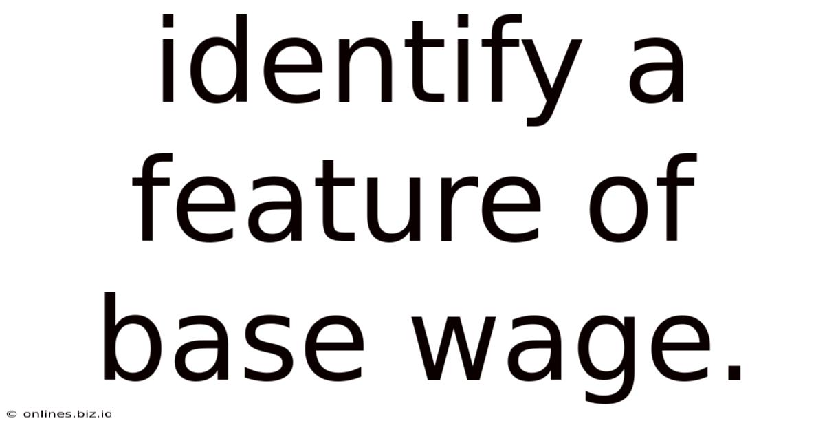 Identify A Feature Of Base Wage.