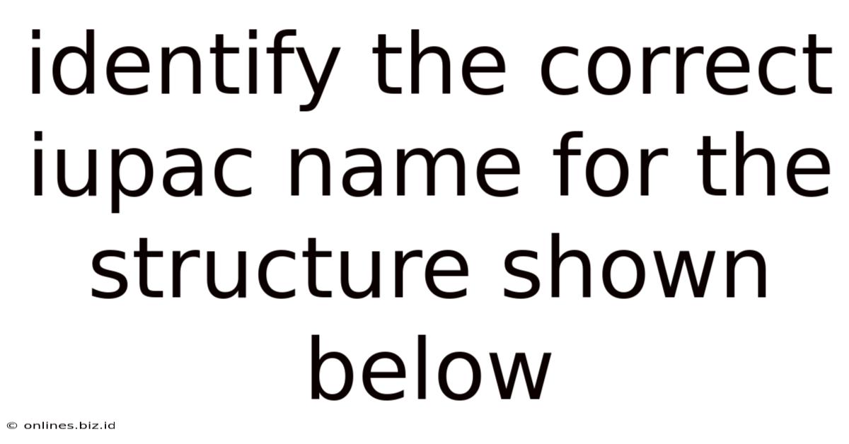 Identify The Correct Iupac Name For The Structure Shown Below