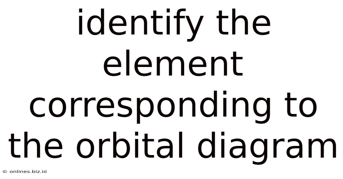 Identify The Element Corresponding To The Orbital Diagram