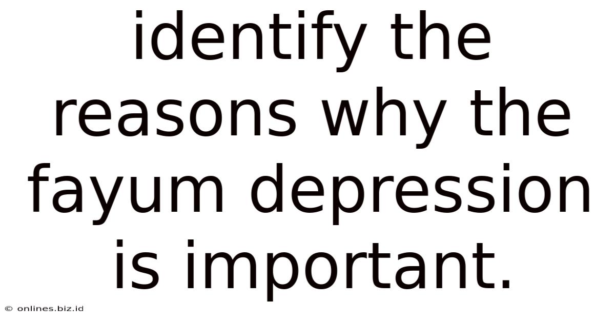 Identify The Reasons Why The Fayum Depression Is Important.