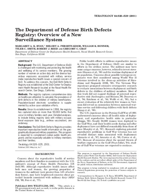 In Relation To Birth Defects Registries Active Surveillance Systems