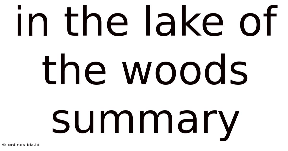 In The Lake Of The Woods Summary
