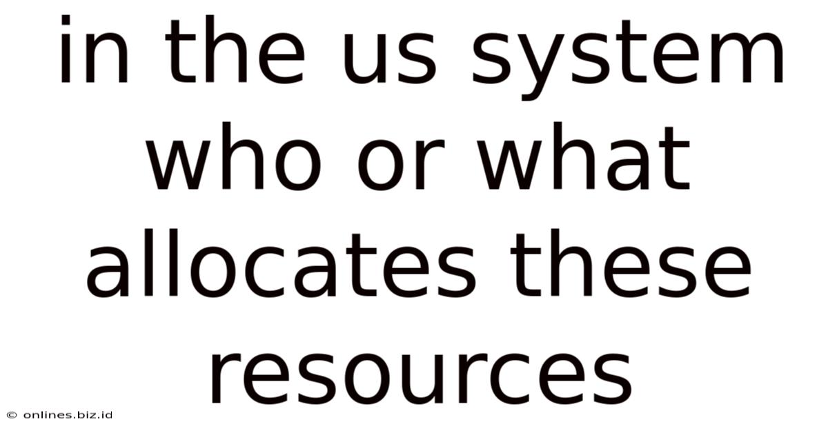 In The Us System Who Or What Allocates These Resources