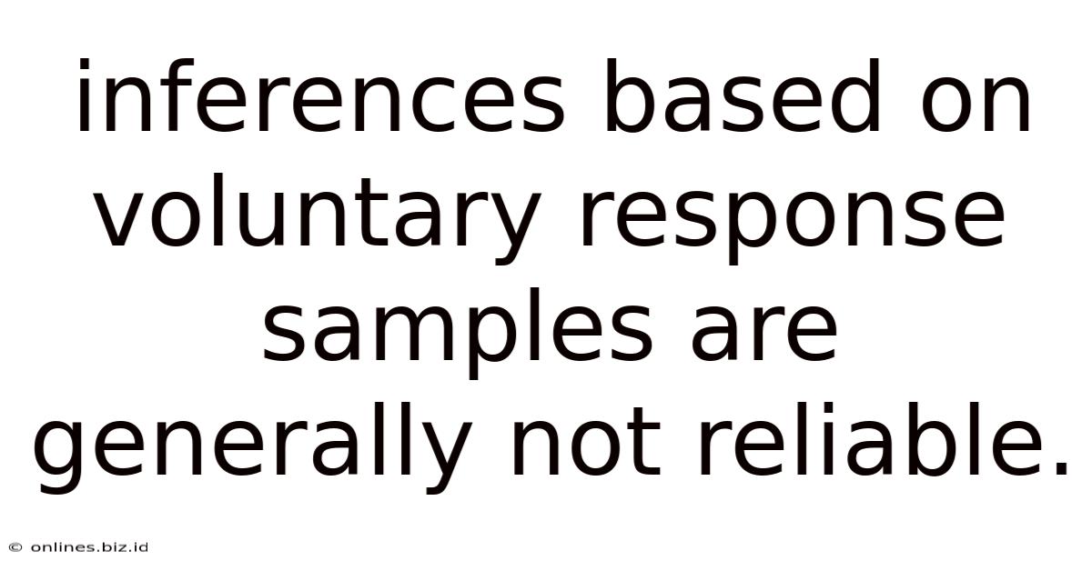 Inferences Based On Voluntary Response Samples Are Generally Not Reliable.