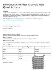 Introduction To Fiber Analysis Webquest Activity