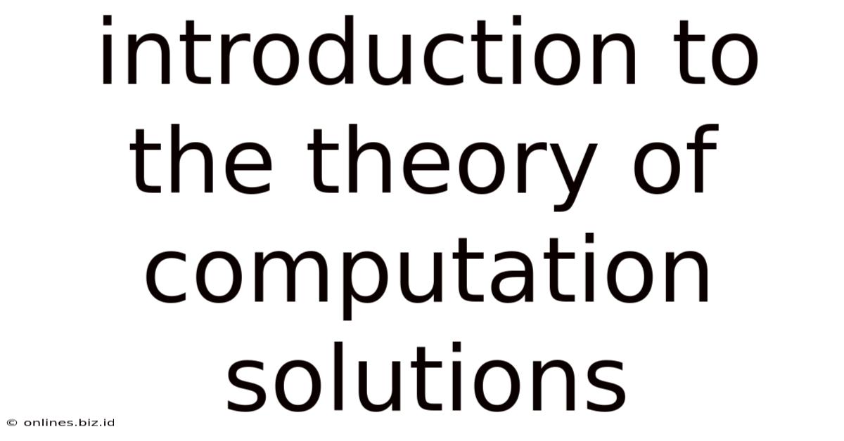 Introduction To The Theory Of Computation Solutions