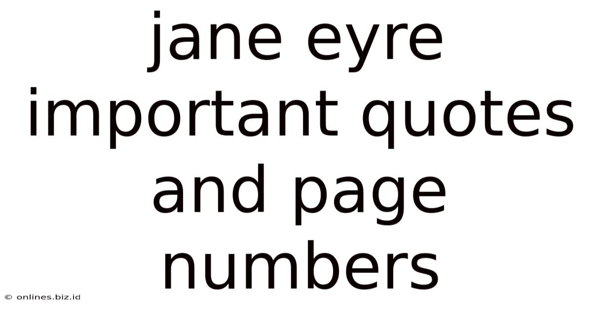 Jane Eyre Important Quotes And Page Numbers