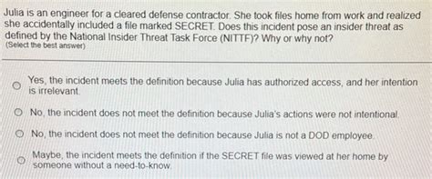 Julia Is An Engineer For A Cleared Defense Contractor