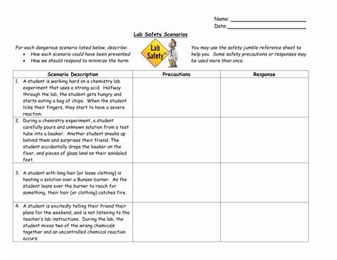 Lab Safety Scenarios Worksheet Answer Key