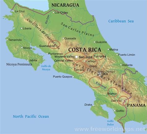 Label The Map Of Costa Rica Based On Panorama.