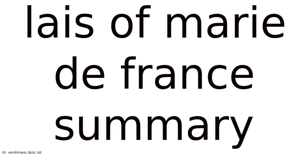 Lais Of Marie De France Summary