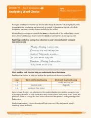 Lesson 14 Analyzing Word Choice Answer Key