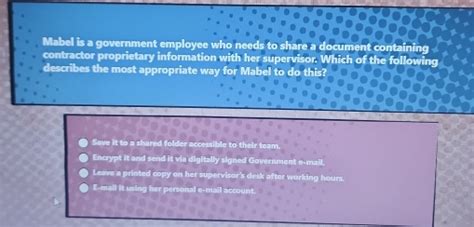 Mabel Is A Government Employee Who Needs To Share