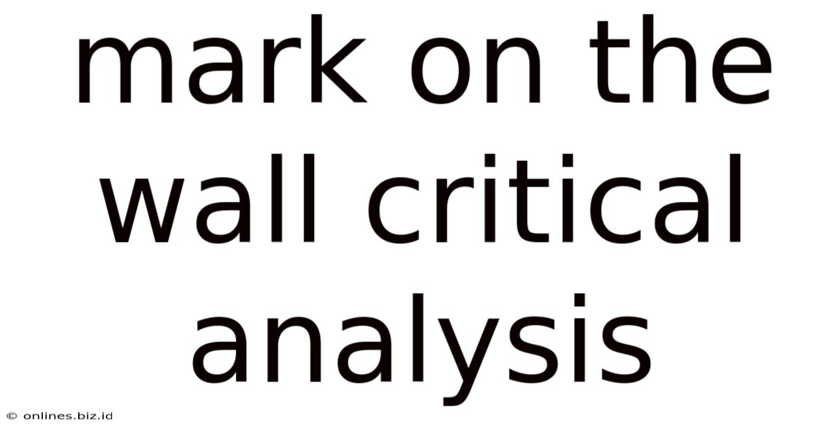 Mark On The Wall Critical Analysis