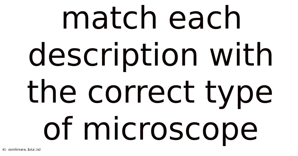 Match Each Description With The Correct Type Of Microscope