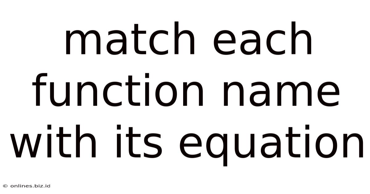 Match Each Function Name With Its Equation