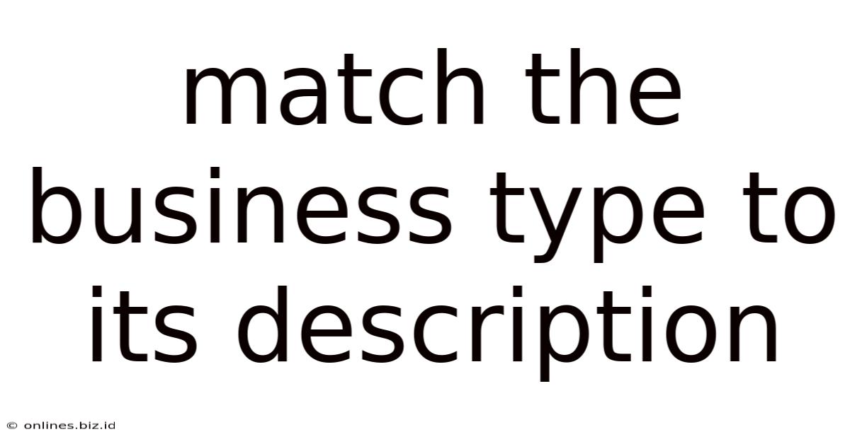 Match The Business Type To Its Description