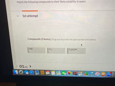 Match The Following Compounds To Their Likely Solubility In Water