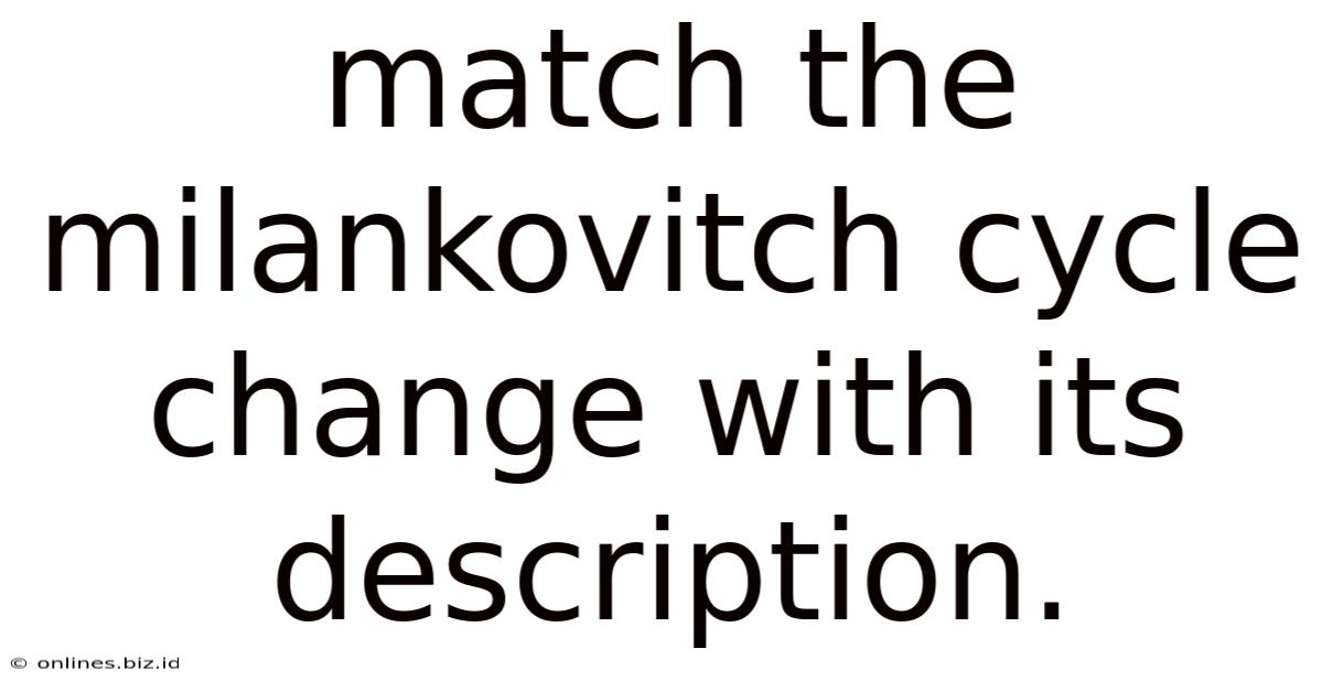 Match The Milankovitch Cycle Change With Its Description.