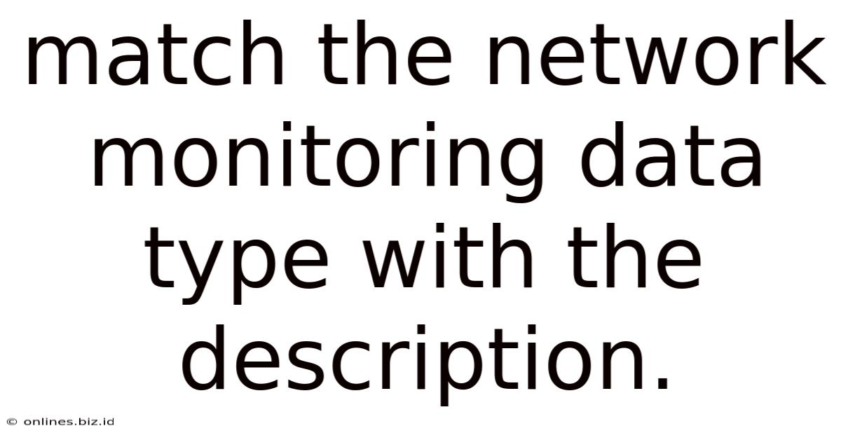 Match The Network Monitoring Data Type With The Description.