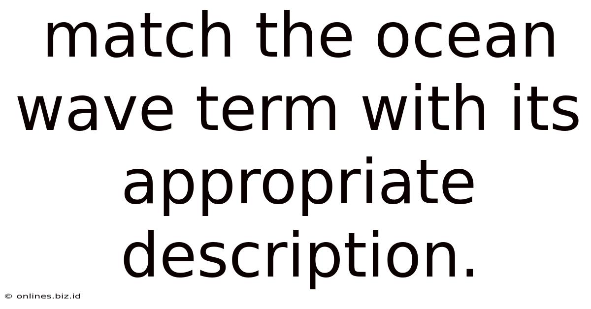 Match The Ocean Wave Term With Its Appropriate Description.