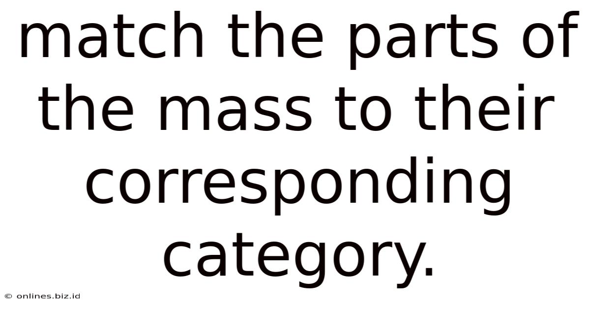 Match The Parts Of The Mass To Their Corresponding Category.