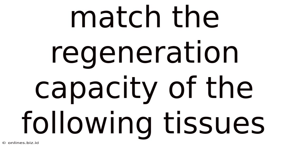 Match The Regeneration Capacity Of The Following Tissues