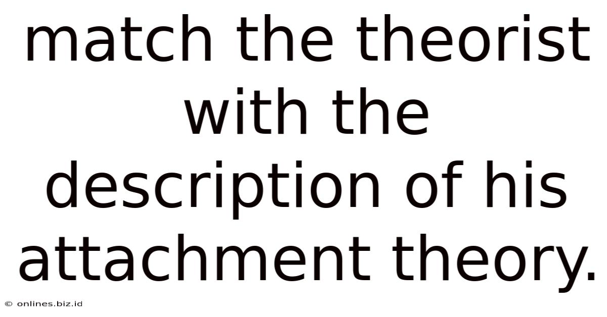 Match The Theorist With The Description Of His Attachment Theory.