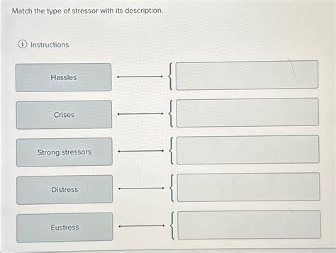 Match The Type Of Stressor With Its Description.